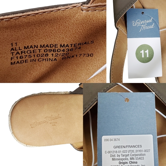 Universal Thread Womens Green Crossover Strap Sandals Shoe Size 11 NWT - Picture 7 of 7